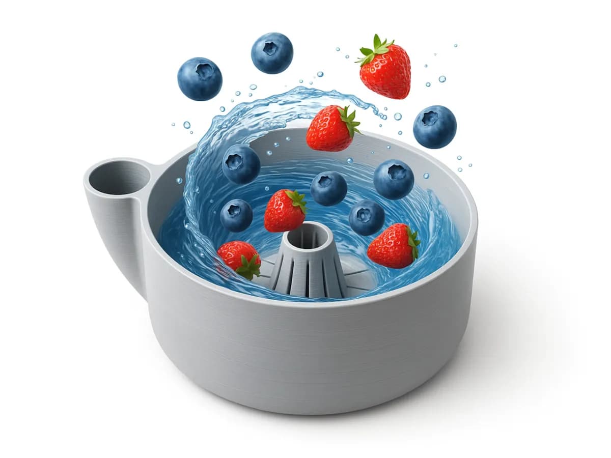 Lavador de Frutas Vortex, Tigela de Limpeza Giratória