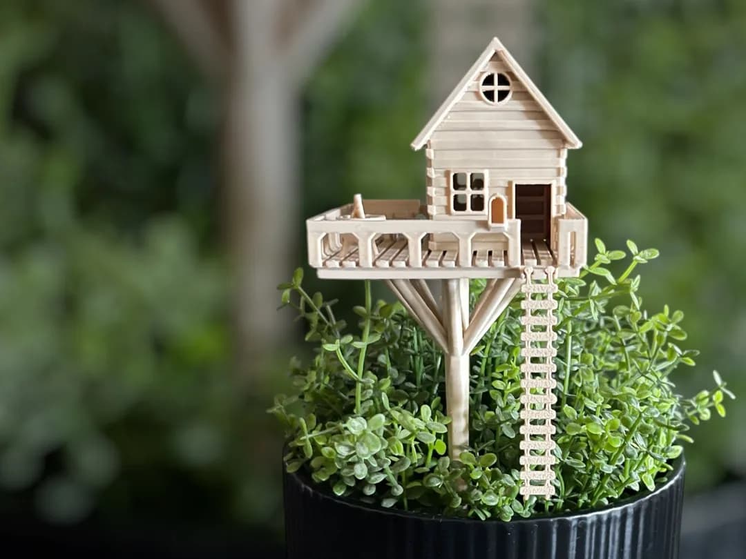 Mini Casa na Árvore para Vaso