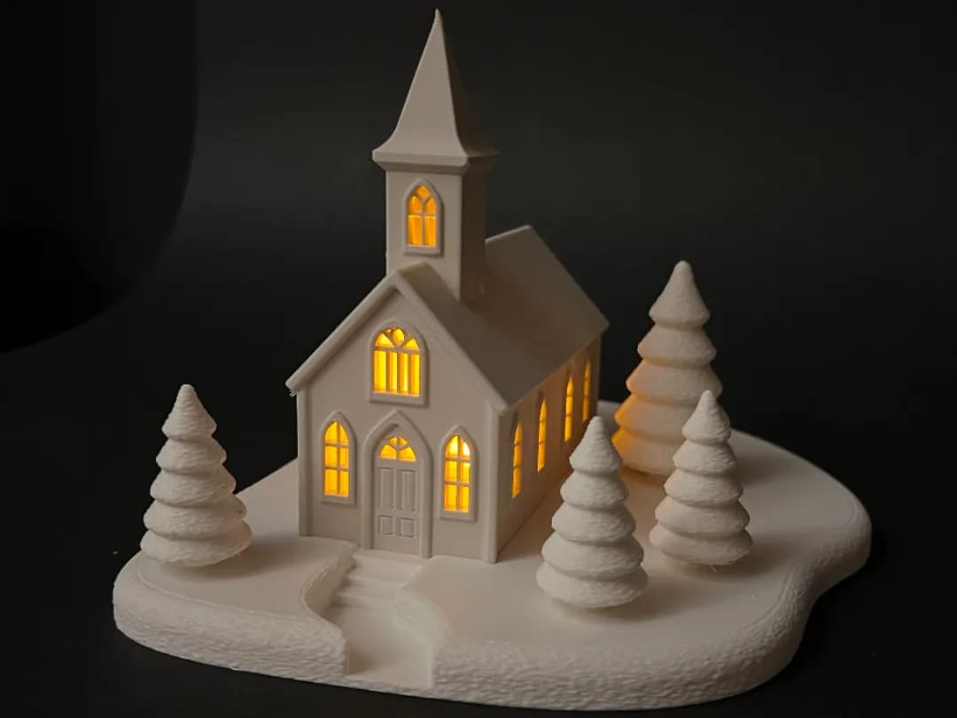 Casinha de Vela com Paisagem de Inverno