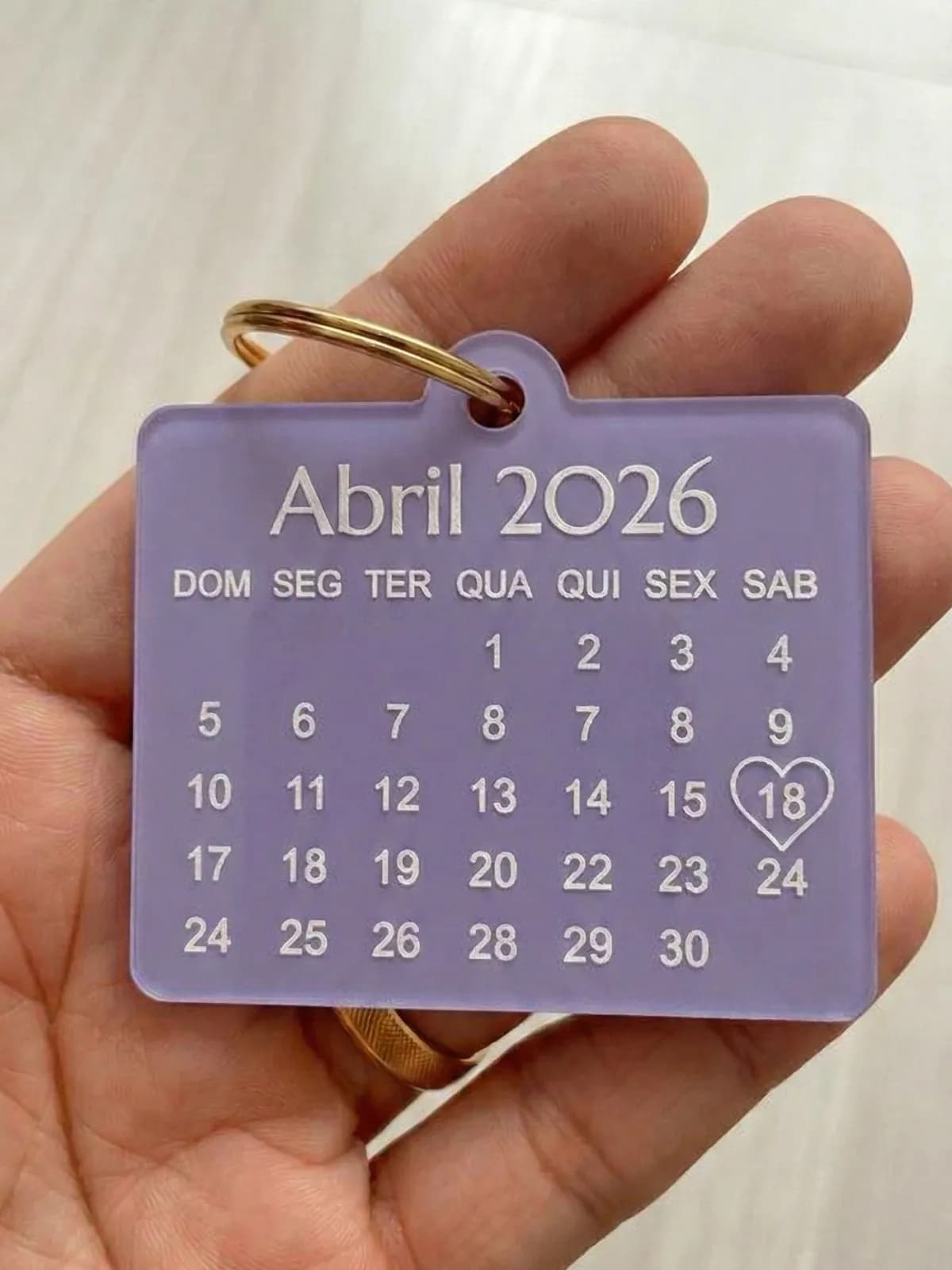 Chaveiro de Calendário Personalizável