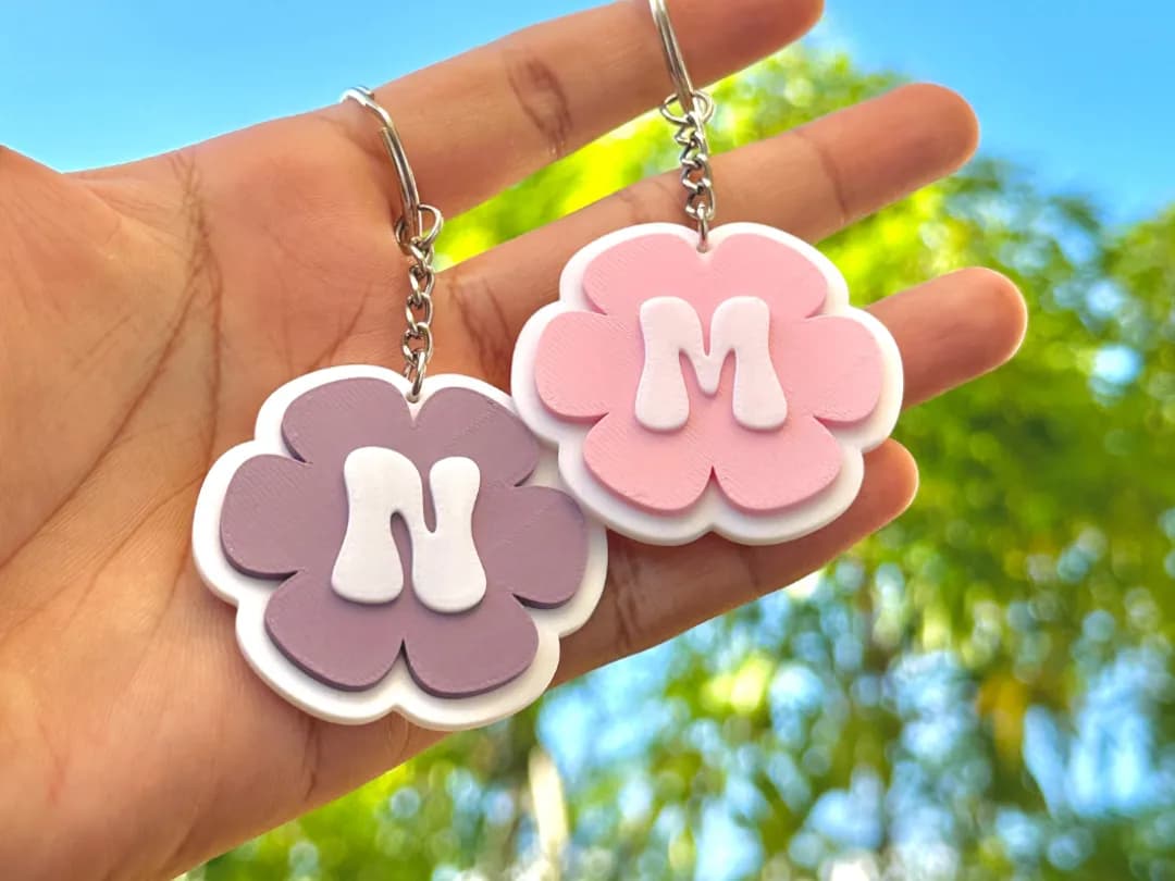 Chaveiro de Inicial com Flor